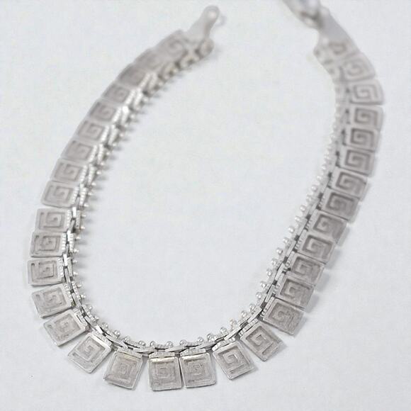 Vintage Mexico 925 Silver Greek Key Bracelet Maze Flexible Link 7.5" - Picture 6 of 9